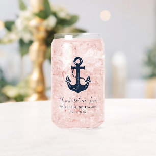 Verre Canette Ancre de bière personnalisée minimaliste Navy & Bl