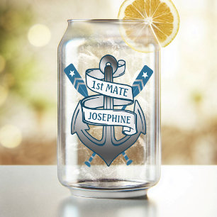 Verre Canette Ancre Nautical Oars 1st Mate Nom personnalisé