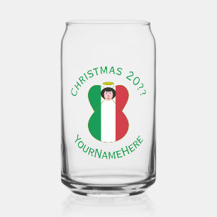 Verre Canette Ange de Noël personnalisé avec drapeau italien