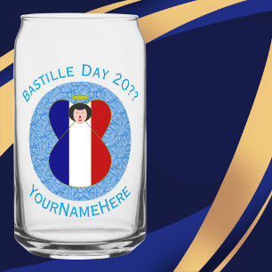 Verre Canette Ange français personnalisé pour la fête de la Bast