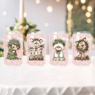 Verre Canette Animaux fantaisistes de la forêt de Noël