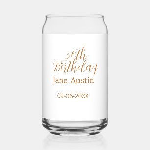Verre Canette anniversaire 30 ans cuivre marron simple stylé nom