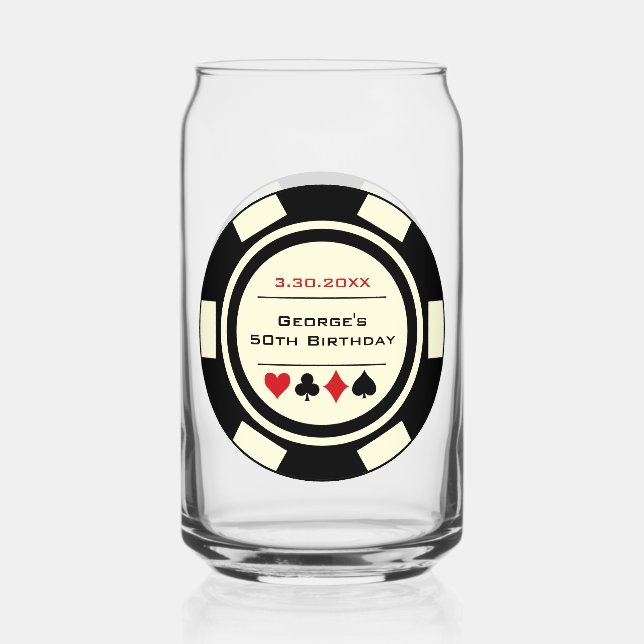 Verre Canette Anniversaire Black Cream Poker Chip Las Vegas Thém (Recto)