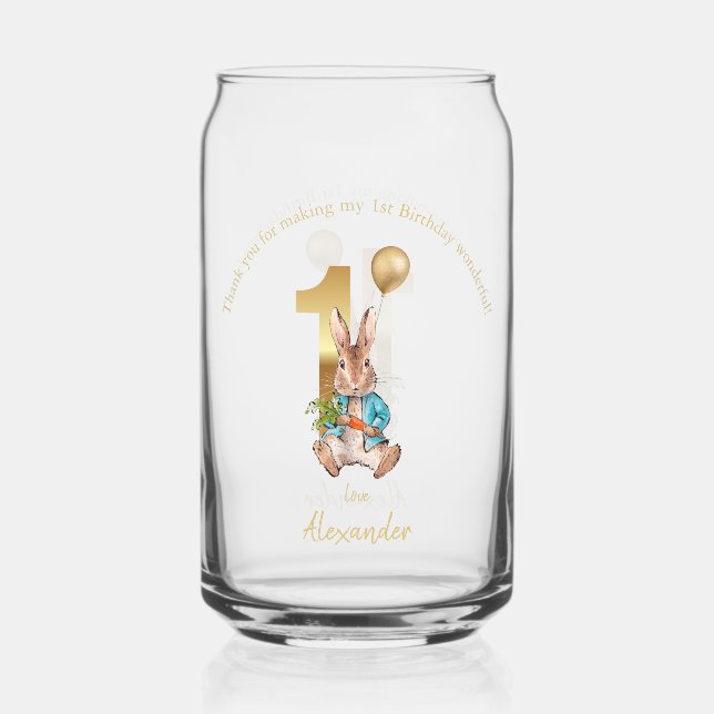 Verre Canette Anniversaire classique de lapin d'un an (Recto)