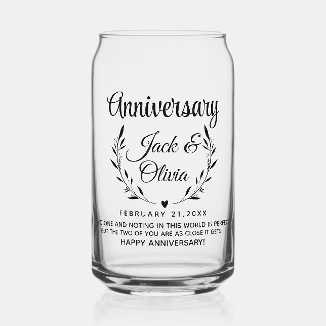 Verre Canette Anniversaire personnalisé moderne Couple Nom Date  (Recto)