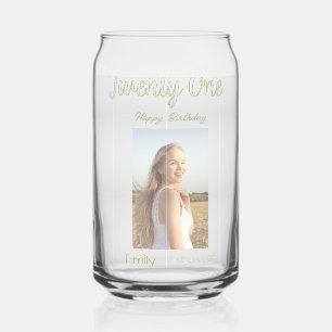Verre Canette anniversaire vingt et un ans photo ombre fille gri