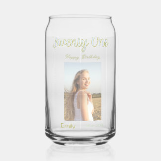 Verre Canette anniversaire vingt et un ans photo ombre fille gri