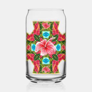 Verre Canette Anthurium & Hibiscus Cross