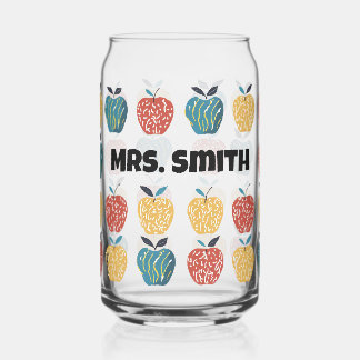 Verre Canette Apple pour enseignant Nom personnalisé Apple Motif