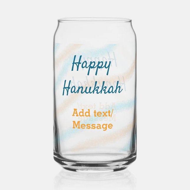Verre Canette Aqua orange happy Hanoukka ajouter un nom message  (Recto)