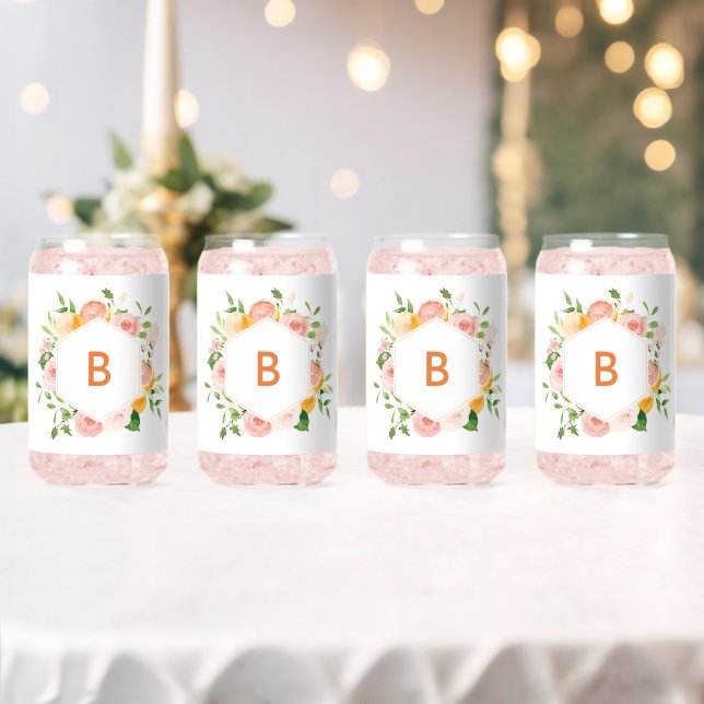 Verre Canette Aquarelle Citrus Monogramme Mariage (Insitu (Mariage))