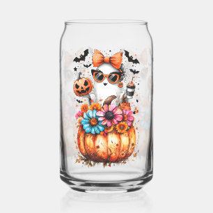 Verre Canette Aquarelle Floral Citrouille automne