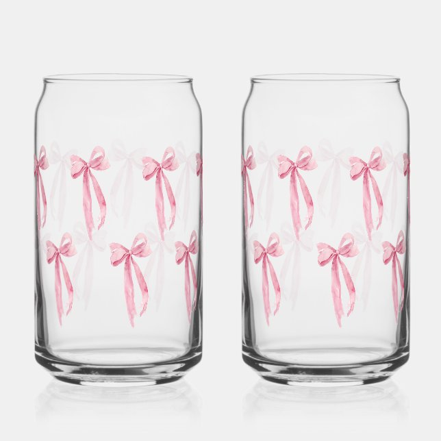 Verre Canette Aquarelle moderne Blush rose Bow Ribbon (Recto)