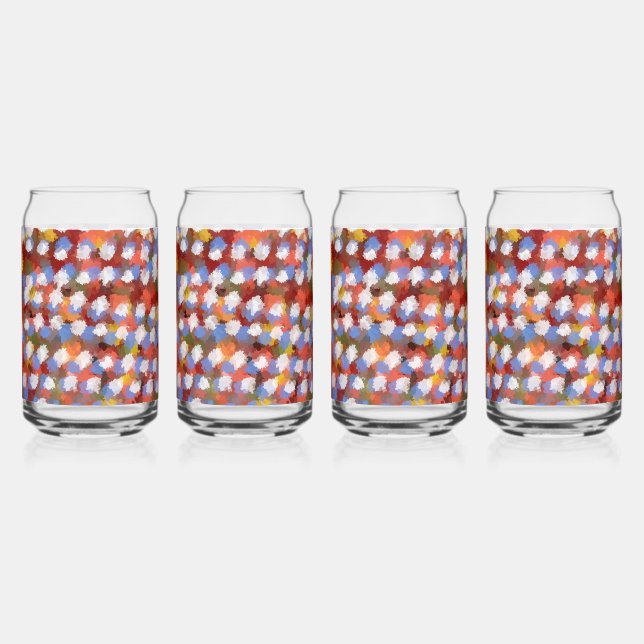 Verre Canette aquarelle nations bleu blanc fleurs (Recto)