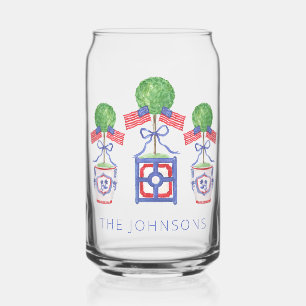 Verre Canette Aquarelle Patriotique American Flag Topiary Cadeau