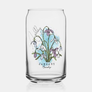 Verre Canette Aquarelle personnalisée Janvier Fleur de naissance