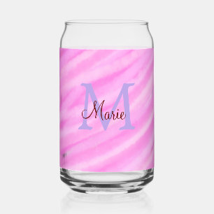 Verre Canette Aquarelle rose pastel ajouter le titre lettre mono