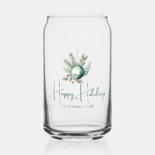 Verre Canette Aquarelle Vert ornement tendance Fête de vacances