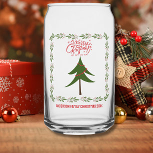 Verre Canette Arbre de Noël et Couronne Rétro Vintage Minimalist