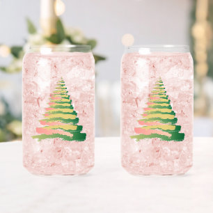 Verre Canette Arbre de Noël Minimaliste aux Traits de Pinceau