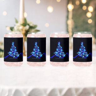Verre Canette arbre de Noël stylisé SlipperyJoe bleu brillant s