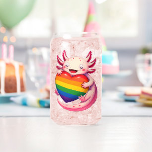 Verre Canette Arc-en-ciel Axolotl Cœur Fierté Amphibien