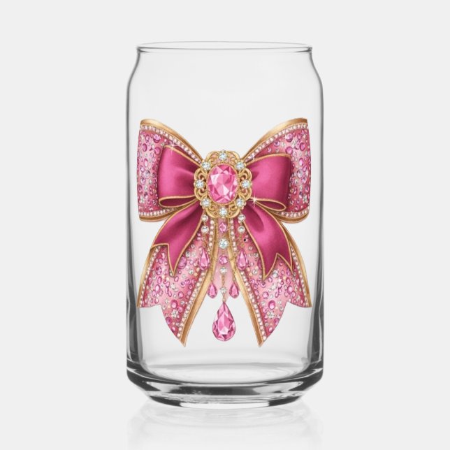Verre Canette arc en ruban de teinte rose  (Recto)