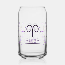 Aries Can Glass Gift for Aries Zodiac Sign