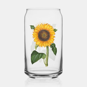 Verre Canette Art botanique Tournesol vintage par Merian
