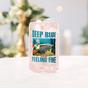 Verre Canette Art de dauphin sirène bleu profond et se sentant b
