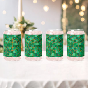 Verre Canette Art de motif circulaire en mosaïque émeraude