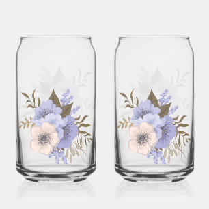 Verre Canette Art floral de rose vintage   Fleurs botaniques rét
