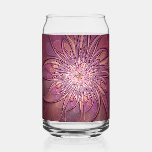 Verre Canette Art floral fractal moderne abstrait couleurs de ba