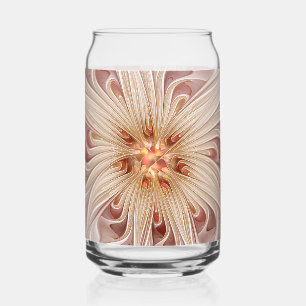 Verre Canette Art fractal de fleurs pastel moderne abstrait pêch