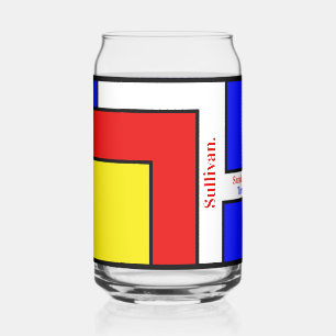 Verre Canette Art géométrique rétro inspiré par Mondrian audacie