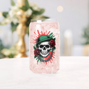 Verre Canette Art graphique audacieux : Crâne en chapeau melon a