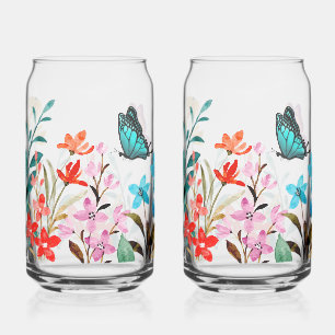 Verre Canette Art Jardin Floral Peint Coloré