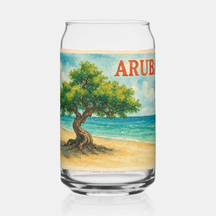Verre Canette Aruba Divi Tree Eagle Beach aquarelle