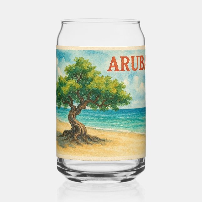 Verre Canette Aruba Divi Tree Eagle Beach aquarelle (Verso)