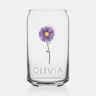 Verre Canette ASTER Septembre Fleur de naissance Nom personnalis
