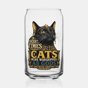 Verre Canette Attitude de chat noir antique