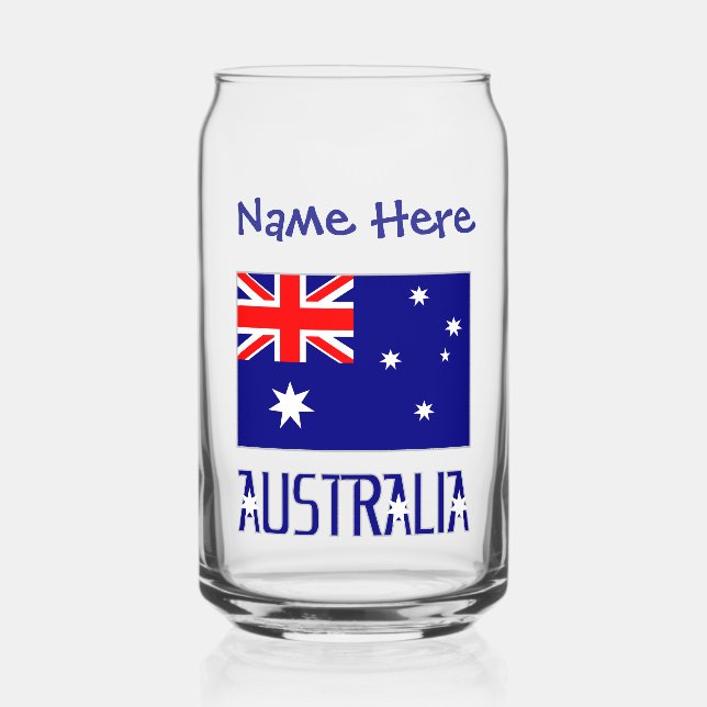 Verre Canette Australie Drapeau Australien Bleu Personnalisation (Recto)