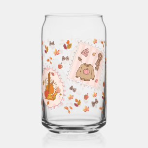 Verre Canette Automne Doux confortable et Citrouille pépins cann
