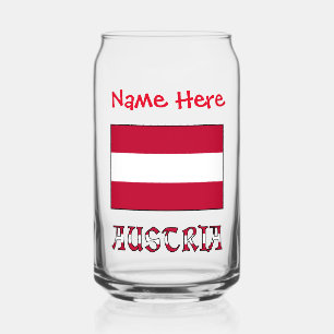 Verre Canette Autriche Drapeau Autrichien Rouge Personnalisation