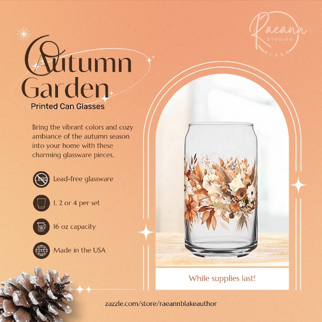 Verre Canette Autumn Garden Printed Can Glasses (Créateur téléchargé)