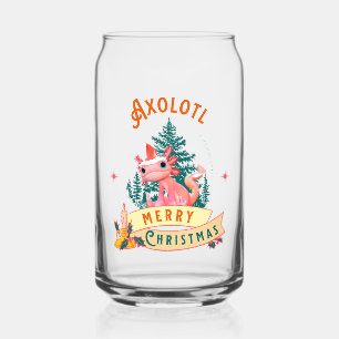 Verre Canette Axolotl Joyeux Noël Chapeau de Père Noël Mignon