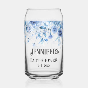 Verre Canette Baby Boy Blue Floral Drop Spécial Maman-to-be