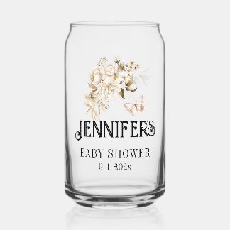 Verre Canette Bain Bohème Bouquet Floral Sépia pour Future Maman