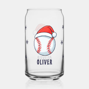 Verre Canette Balle de baseball avec chapeau de Père Noël Sports