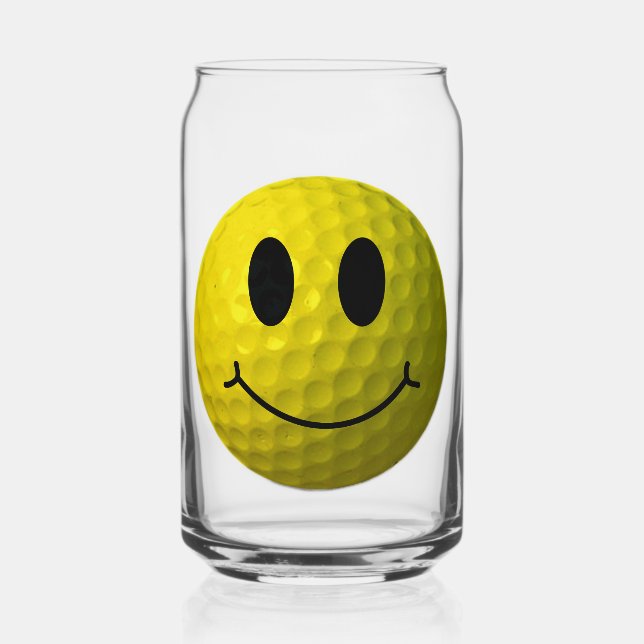 Verre Canette Balle de golf classique à visage jaune (Recto)